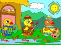 Play Coloring easter chickens now