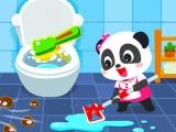 играть Baby panda house cleaning now